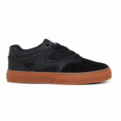 DC Kalis Vulc Kid's Black Skate Shoes Australia Sale GJH-105